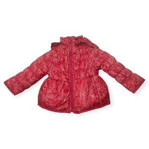 Disney Minnie Mouse Pink Puffer Jacket Toddler Girl Hooded Fleece Lined Coat 2T
